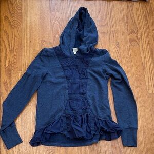 Elegant Navy Juniors Ruffled Hoodie
